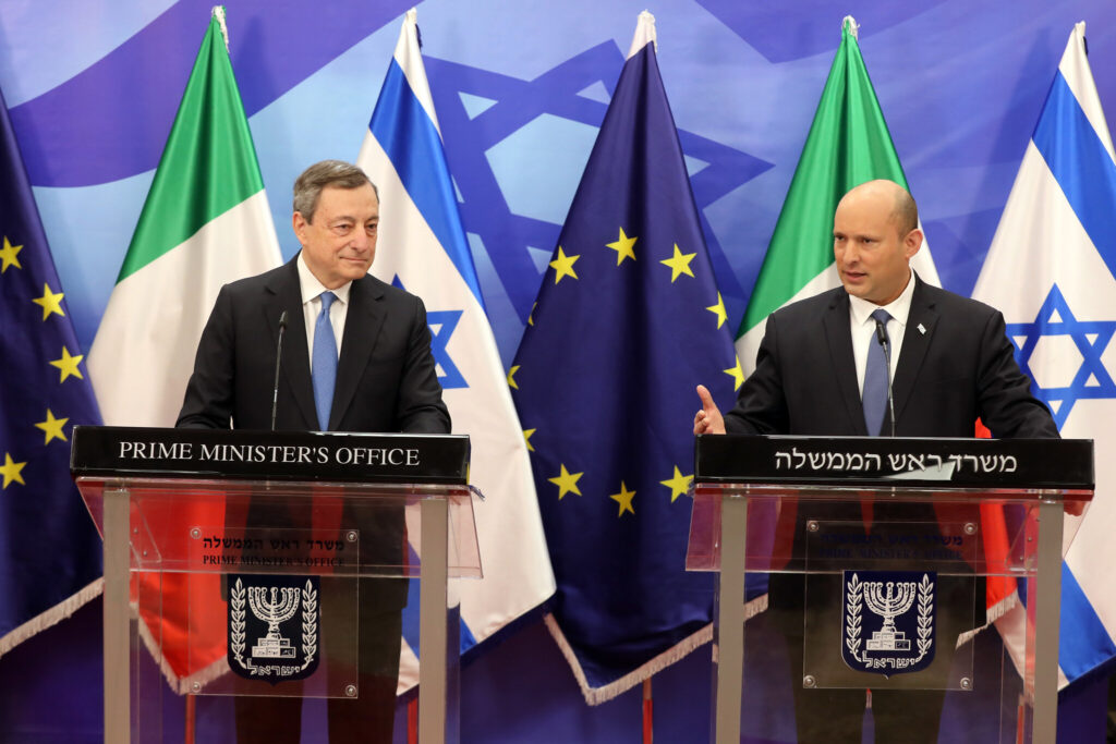 Em encontro com Draghi, primeiro-ministro de Israel promete ajudar UE com gás natural